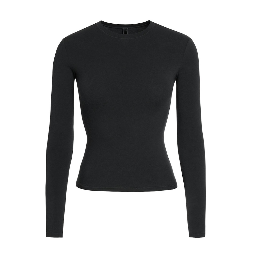 SKIMS Black Long Sleeve Fitted Top